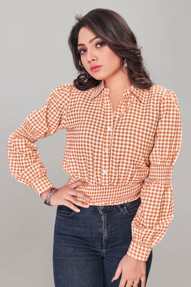 John Checks By FF Western Ladies Top Catalog